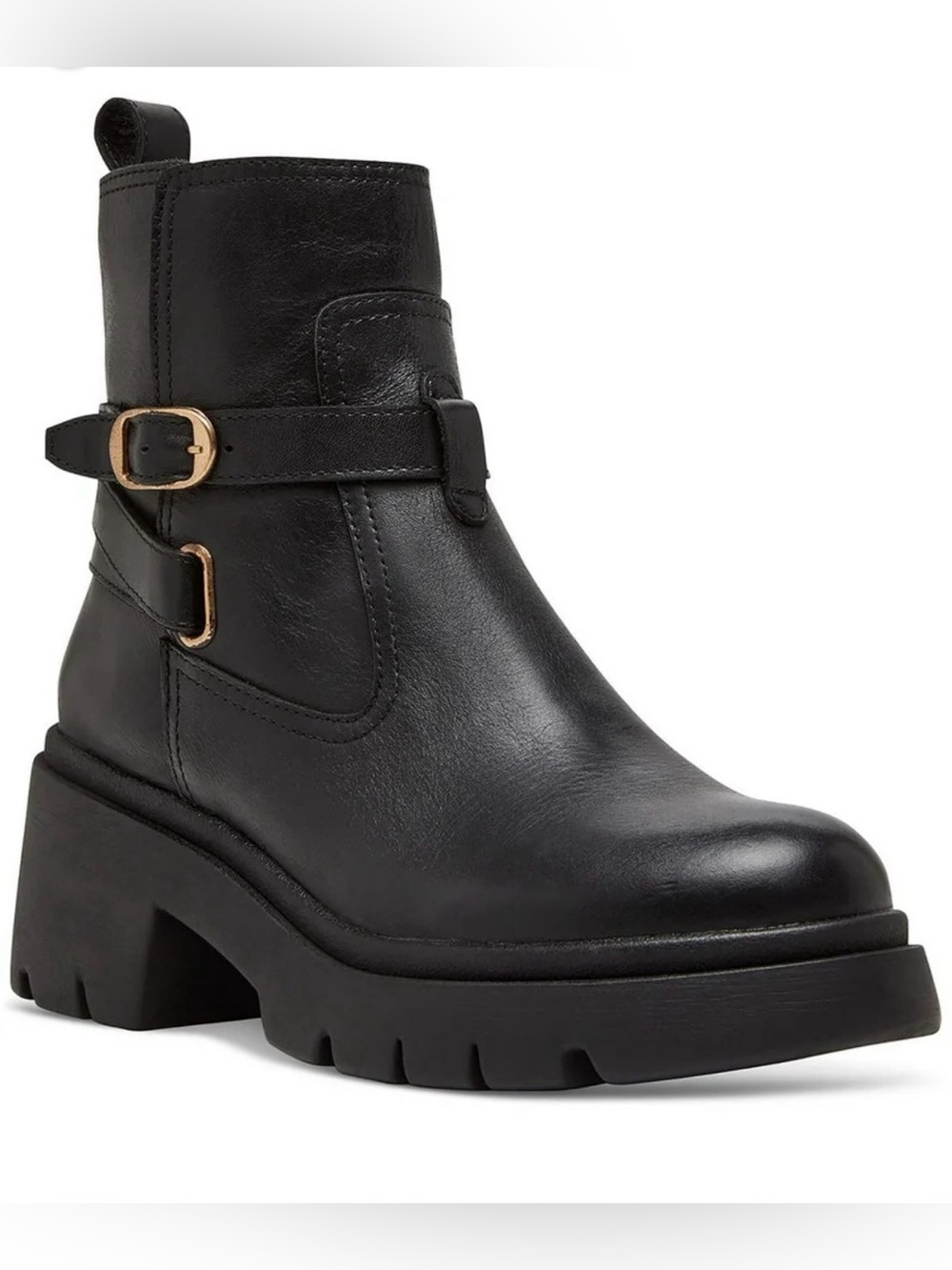 Steve Madden Colletta Black Leather Ankle Boots Size 5
